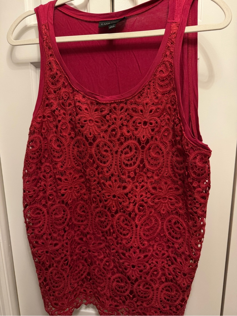 Lane Bryant Crimson Crochet Overlay Tank